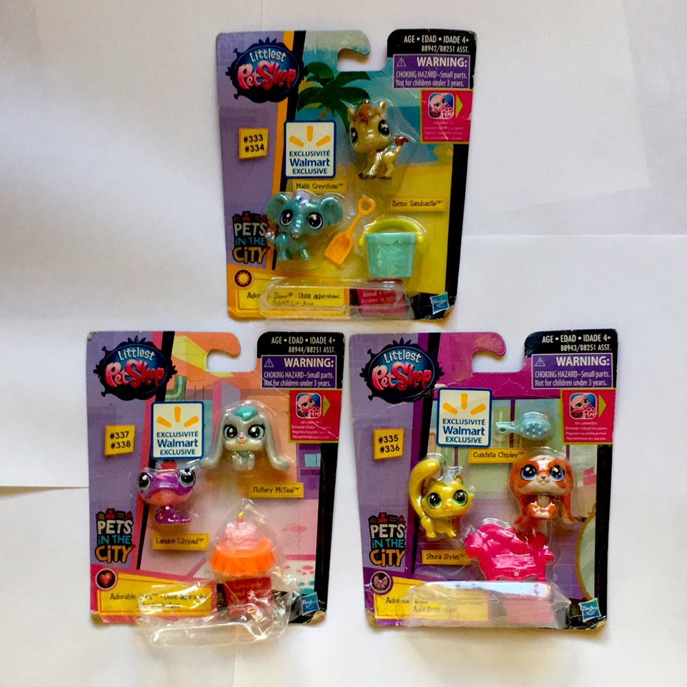3 packs Shown Littlest Pet Shop Pets in The City Walmart Exclusive Figures